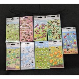 set lot 9 sheets Funny Sticker World Sticker KAWAII fish bear chicken lion